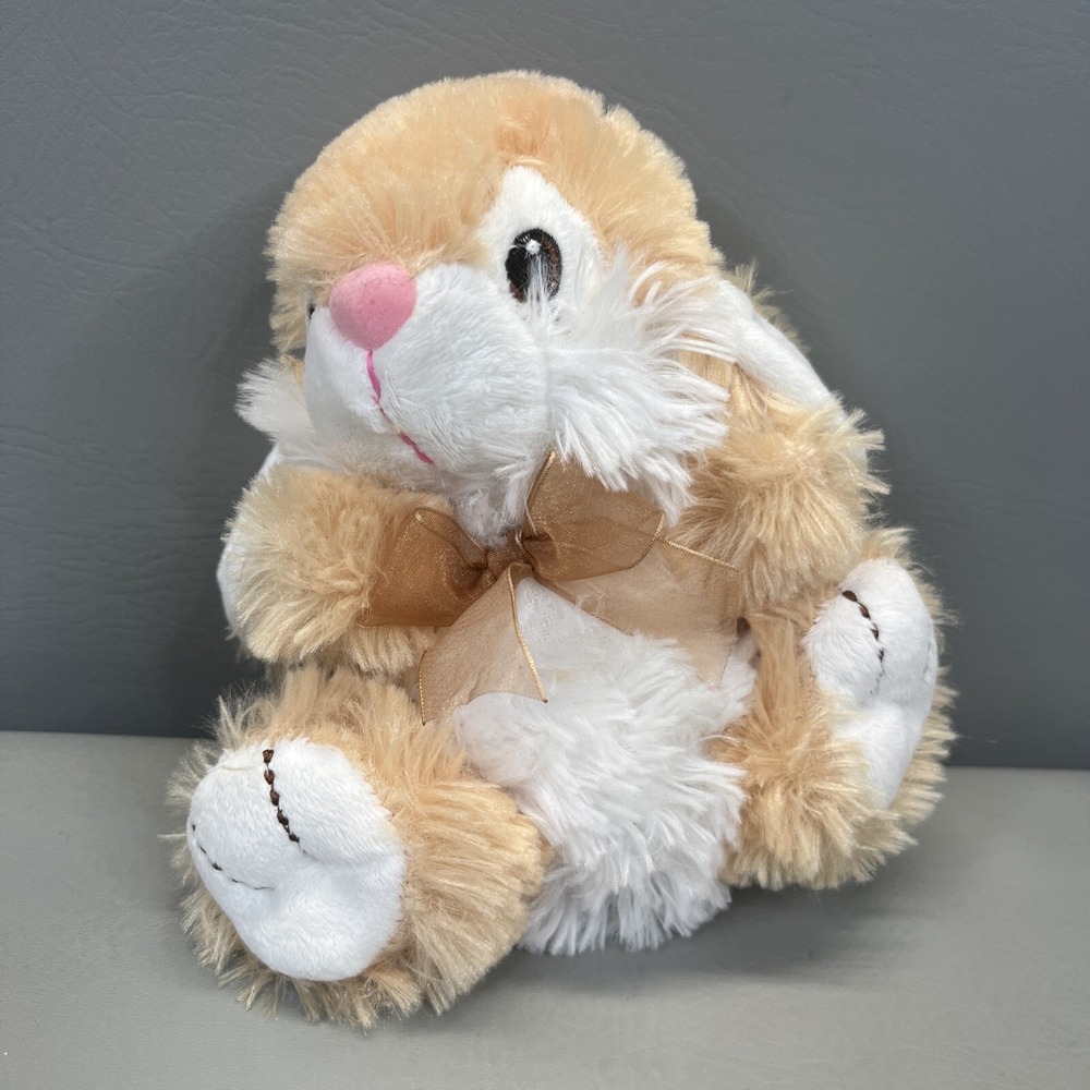 Dan Dee Collectors Choice 2015 Bunny Rabbit Beige Lop Ear Brown Sewn Eyes Bow
